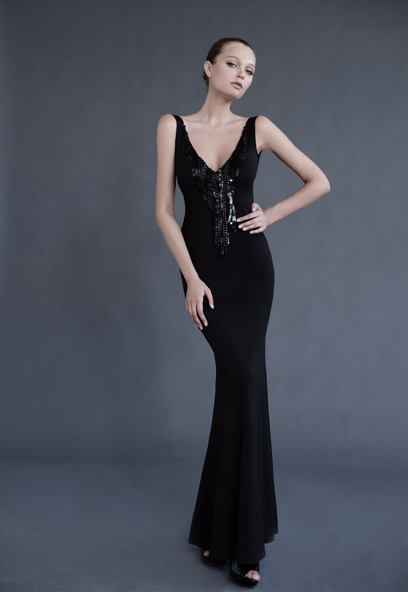 שמלת ערב מקסי שחורה
