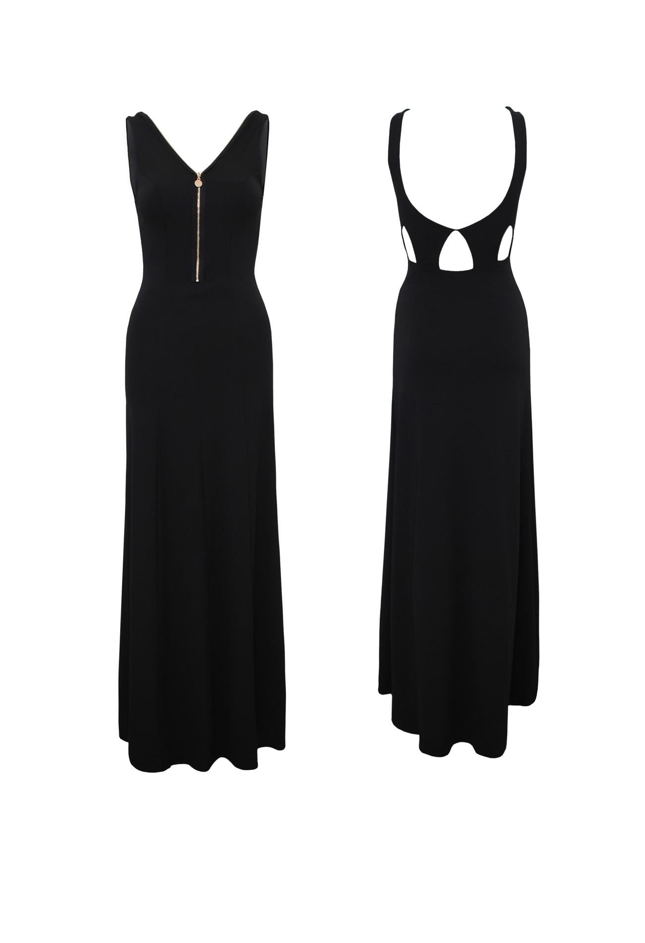 שמלת ערב מקסי שחורה רוכסן מקדימה